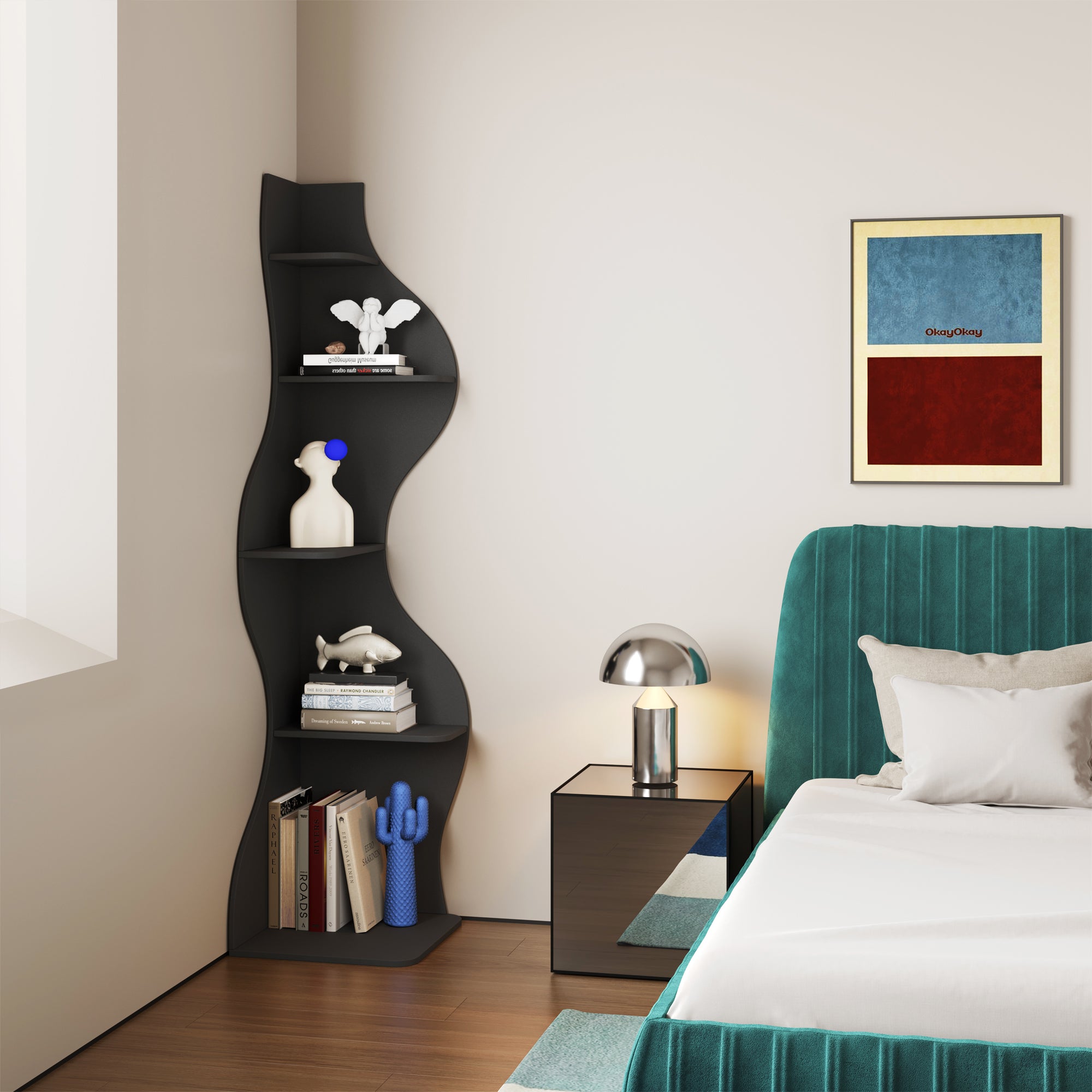 YOWOS Viva La Vida Series Flamenco Wave Display Shelf Wood Black Large Size