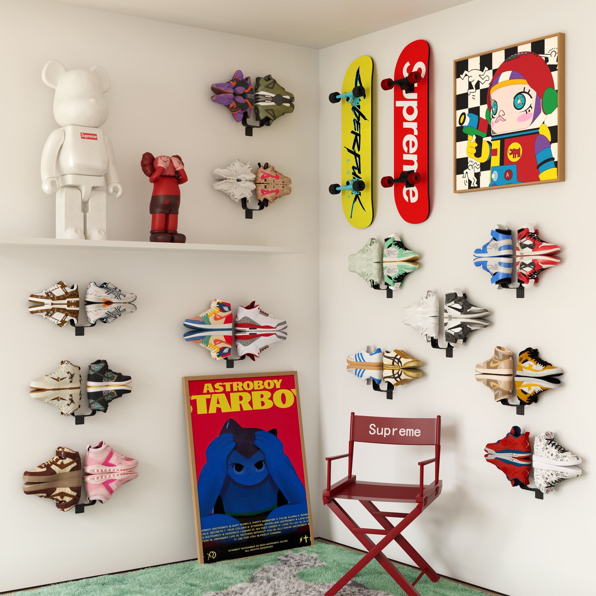 YOWOS Chiaroscuro Series SoleScape Wall-mounted Floating Shoe Shelf