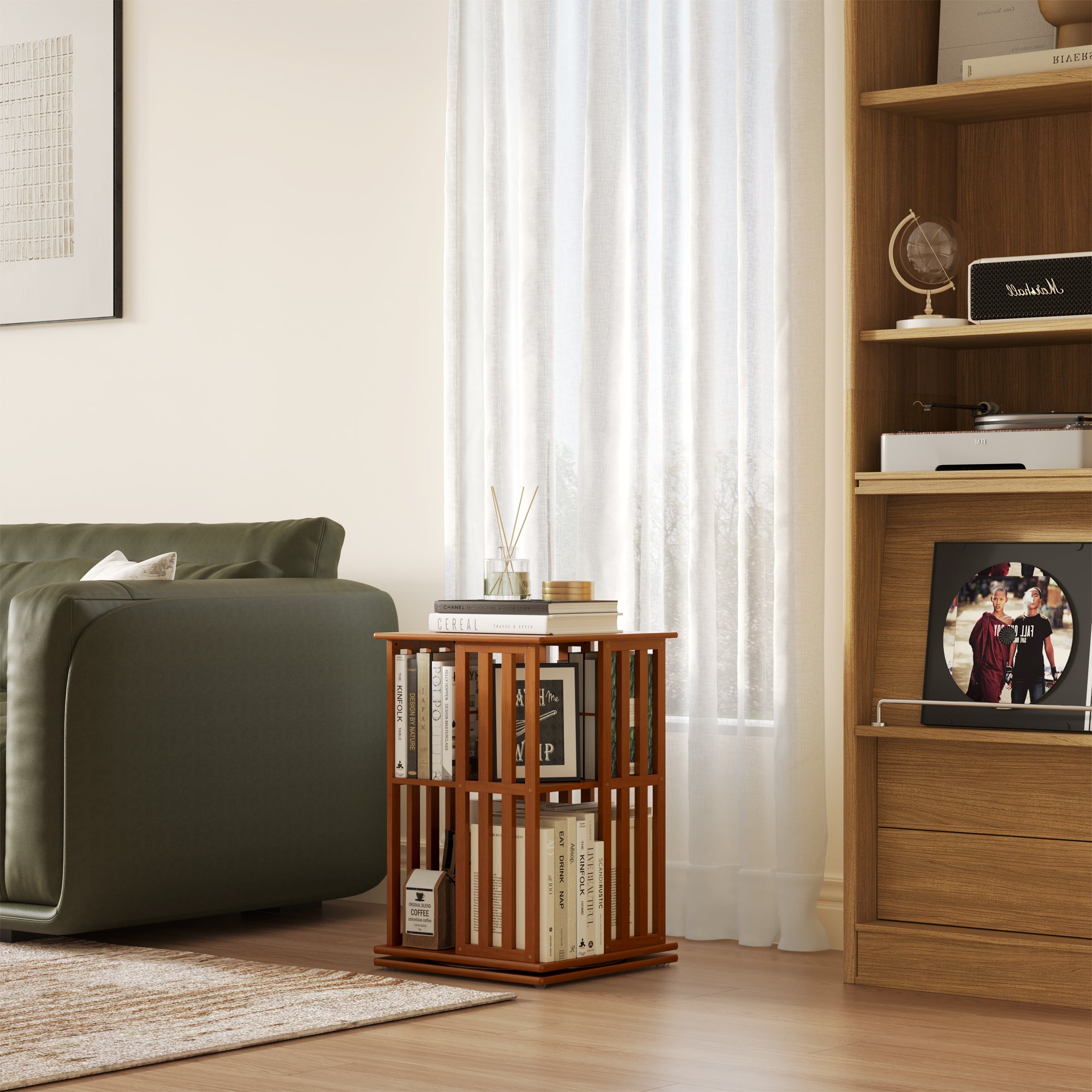 YOWOS Vortex Series Meridian 360° Rotating Bookshelf /CD Organizer