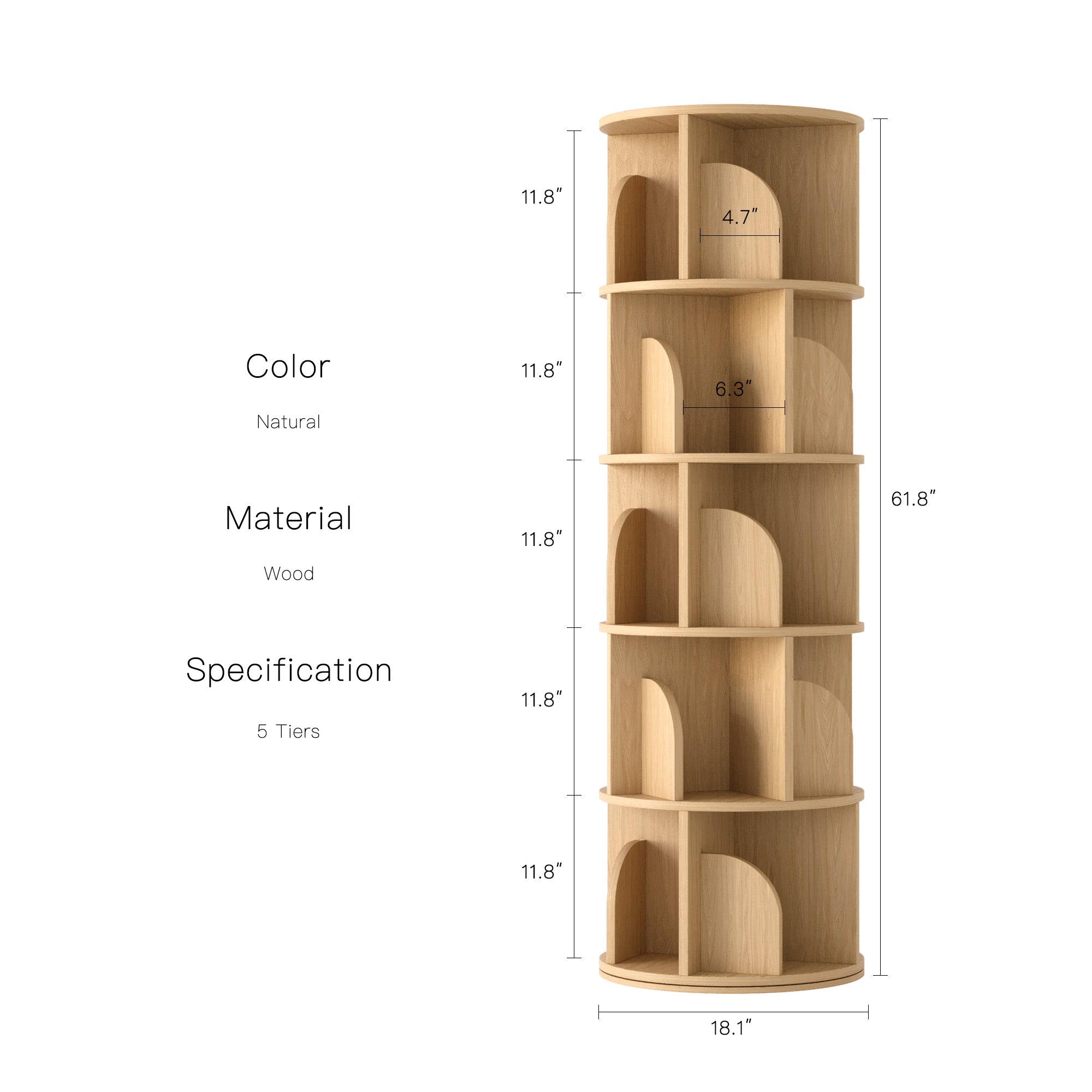YOWOS Vortex Series Circinus Core 360° Rotating Bookshelf / Storage Rack