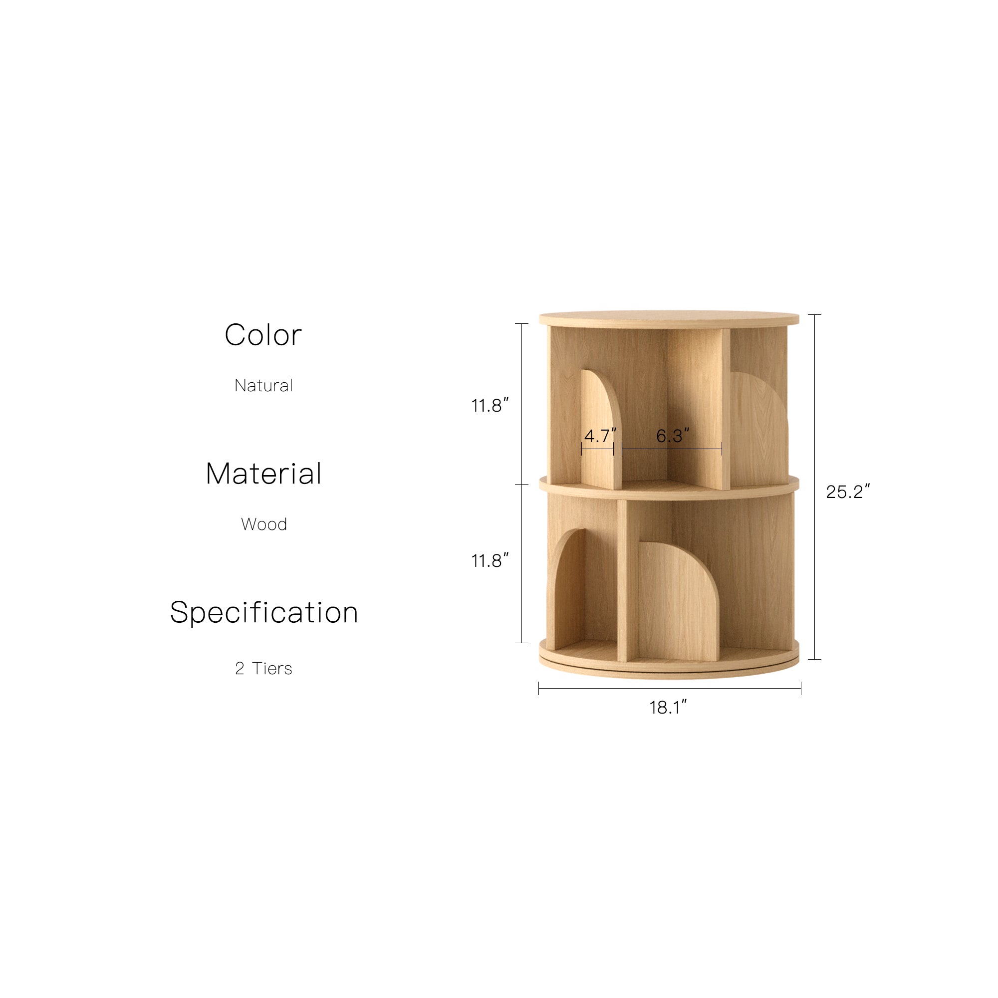 YOWOS Vortex Series Circinus Core 360° Rotating Bookshelf / Storage Rack