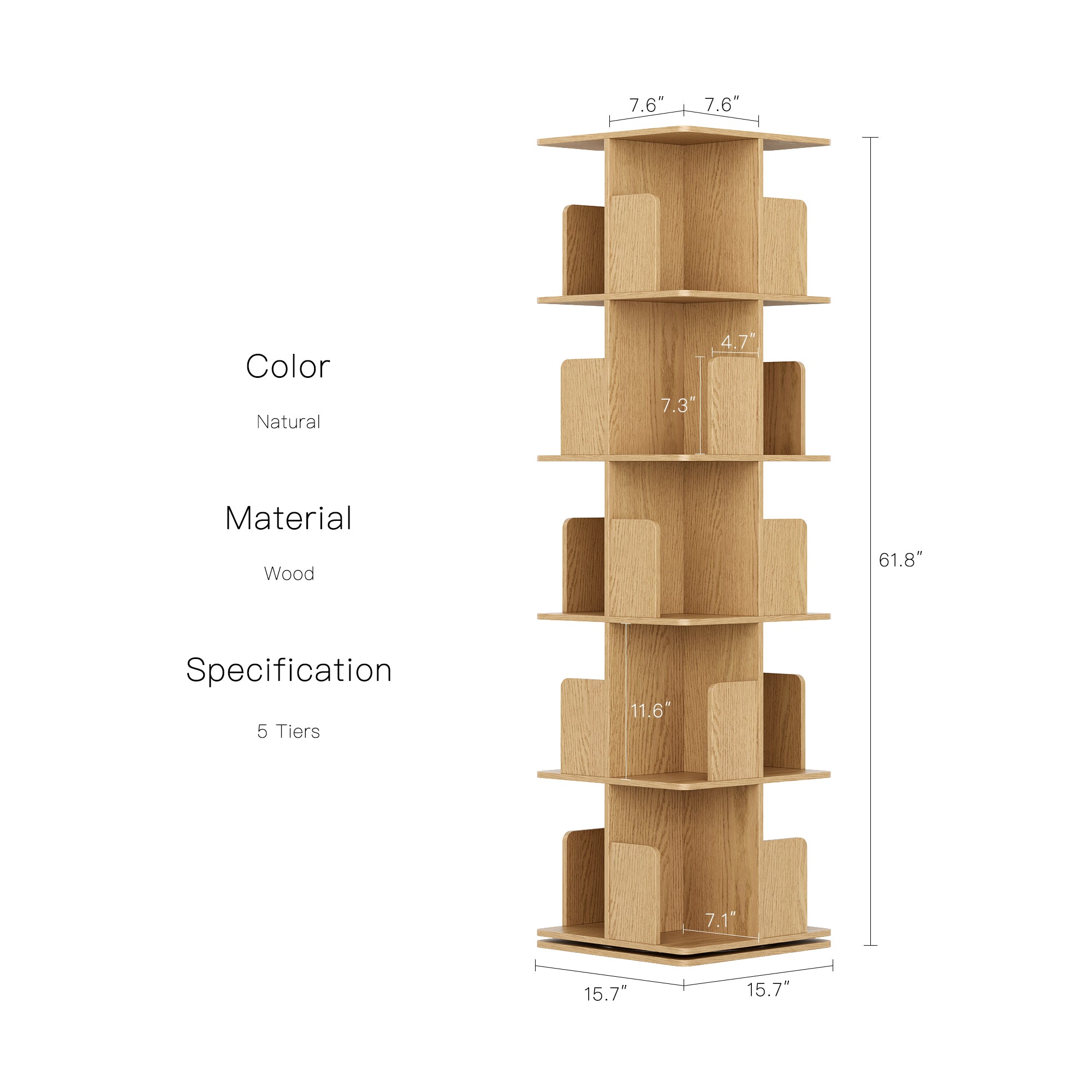 YOWOS Vortex Series Vitru Spin 360° Rotating Bookshelf / Storage Rack