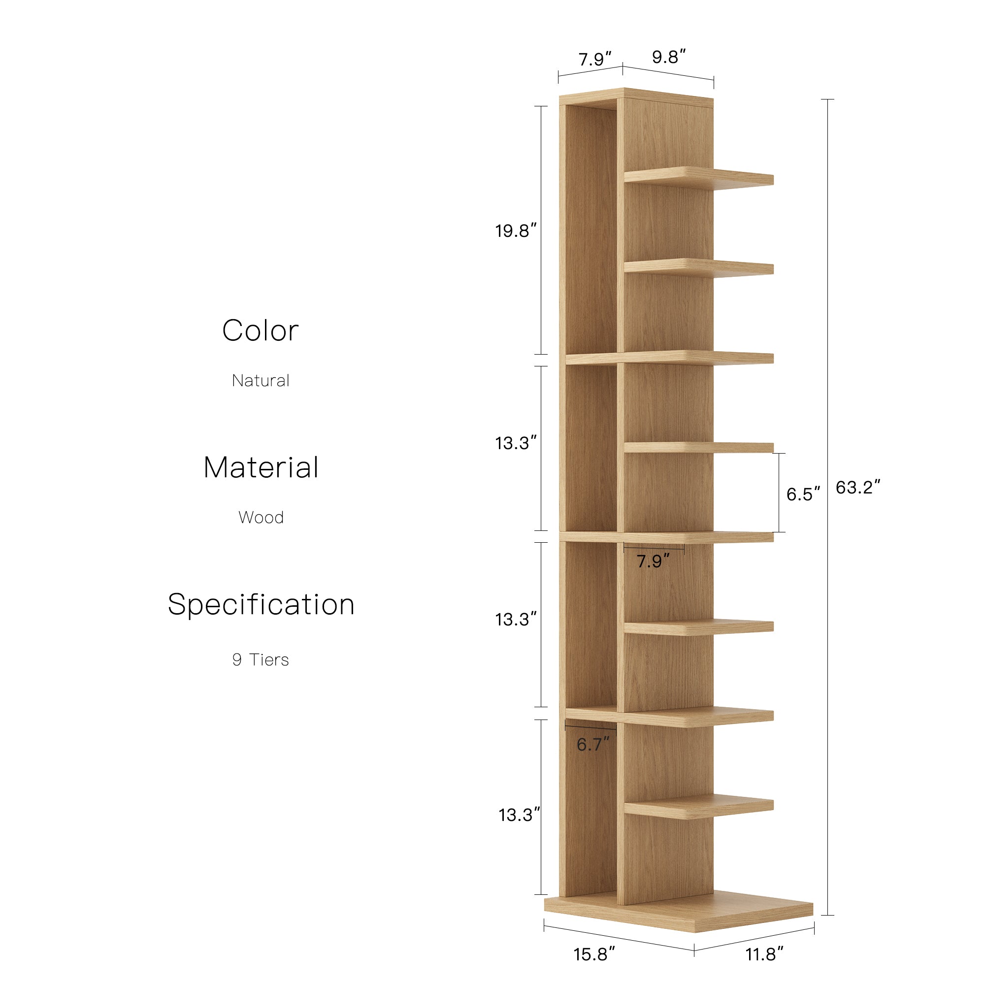 YOWOS Chiaroscuro Series Mirage 9-Tier Vertical Invisible Bookshelf
