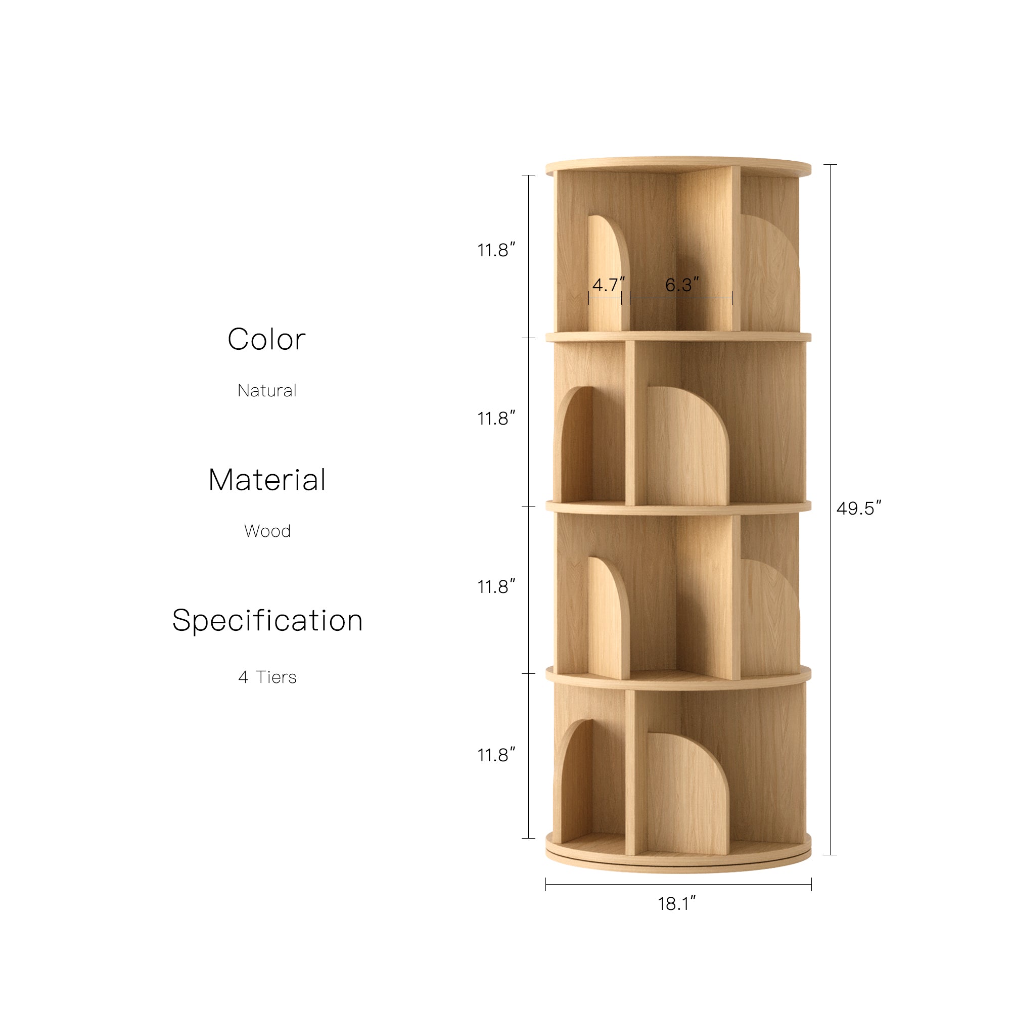 YOWOS Vortex Series Circinus Core 360° Rotating Bookshelf / Storage Rack