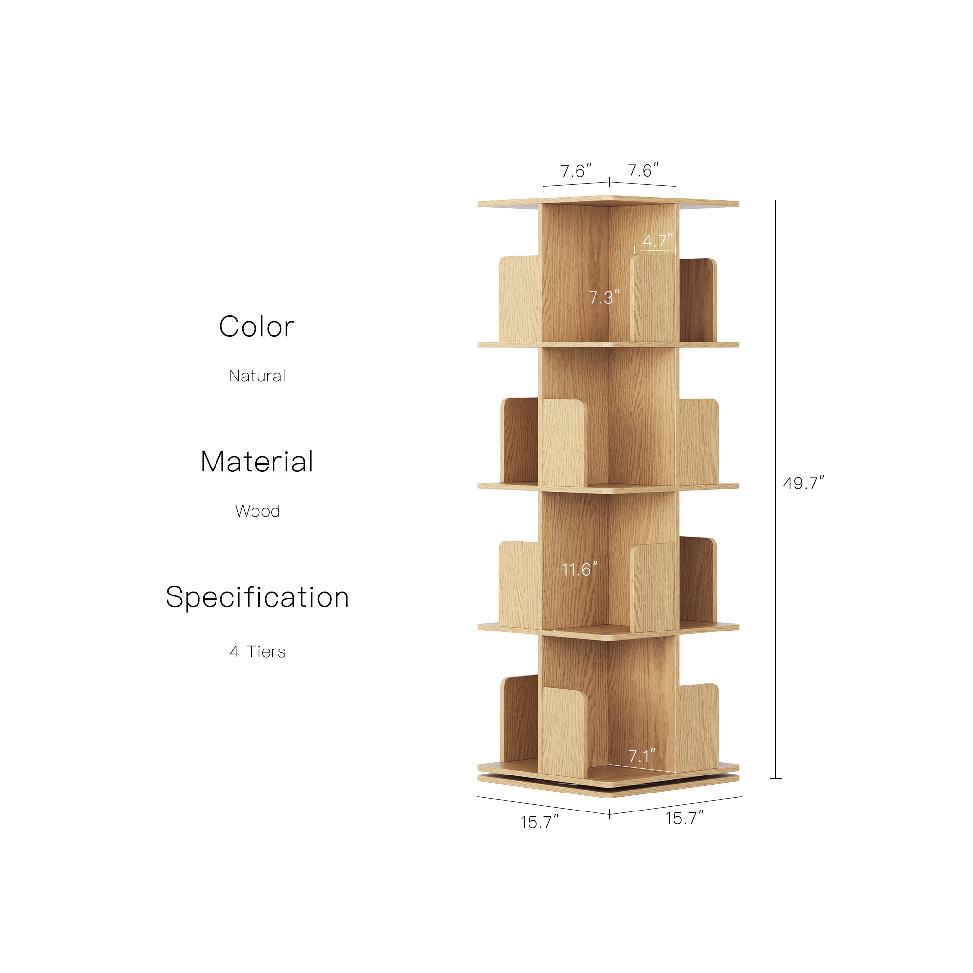 YOWOS Vortex Series Vitru Spin 360° Rotating Bookshelf / Storage Rack