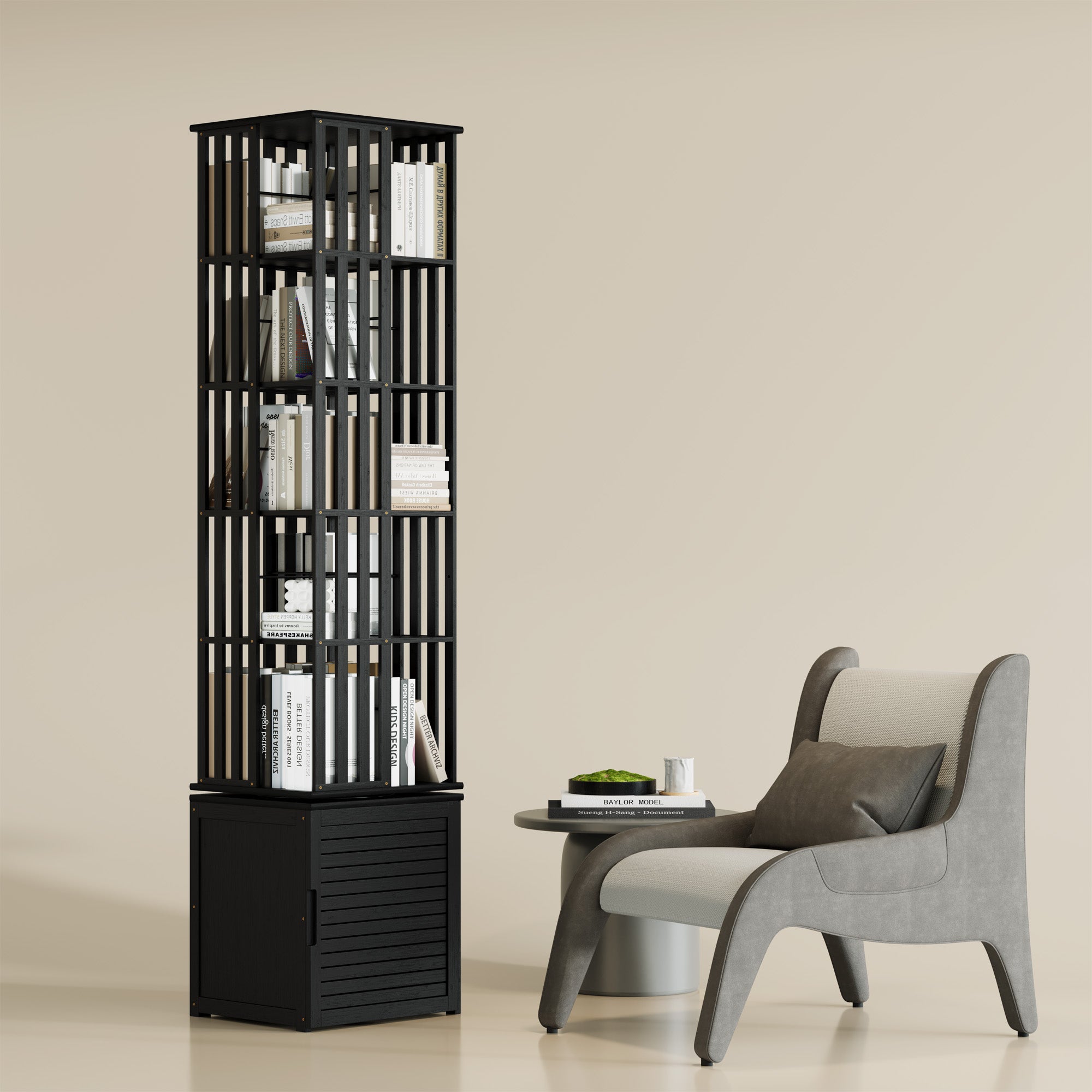 YOWOS Vortex Series Meridian 360° Rotating Bookshelf /CD Organizer