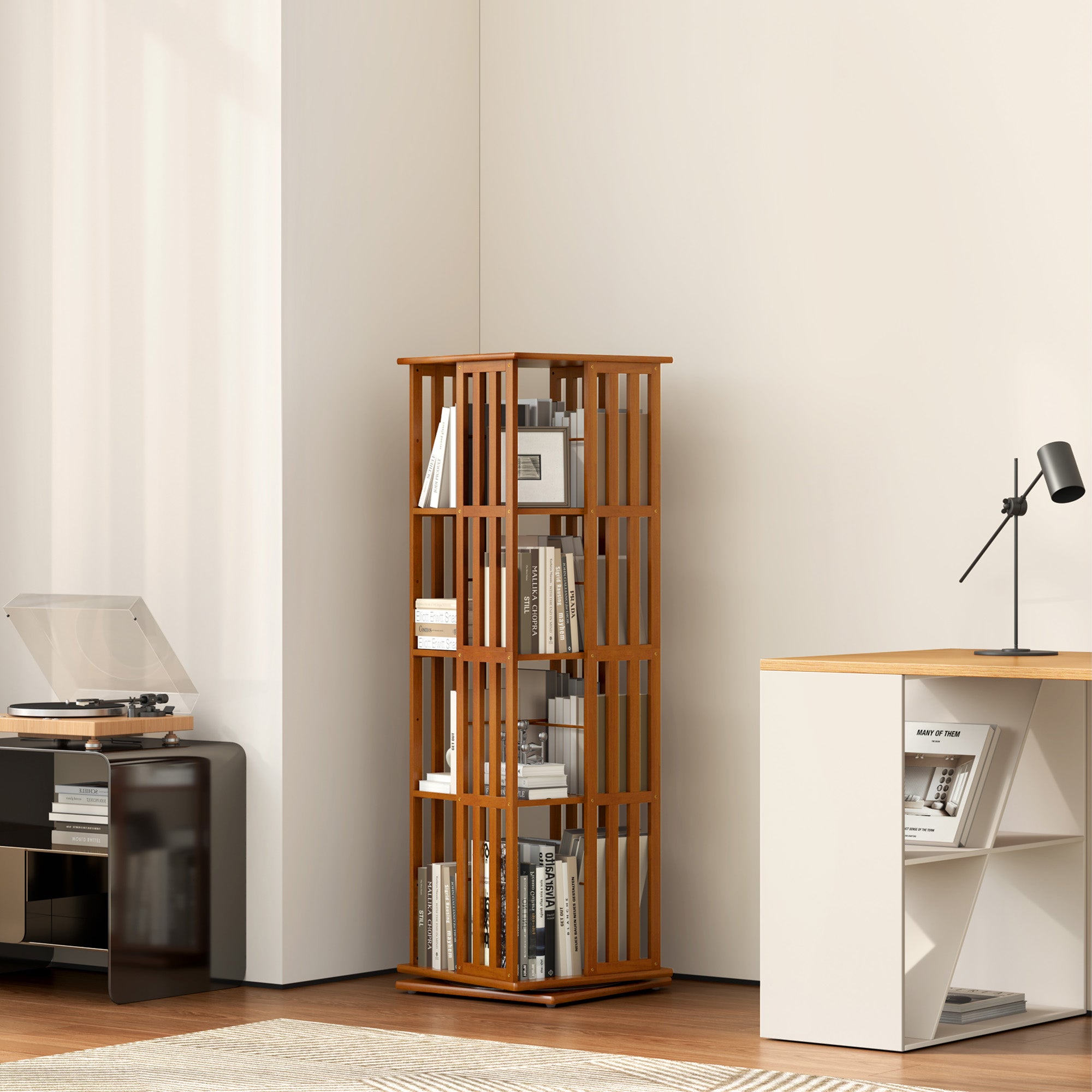 YOWOS Vortex Series Meridian 360° Rotating Bookshelf /CD Organizer