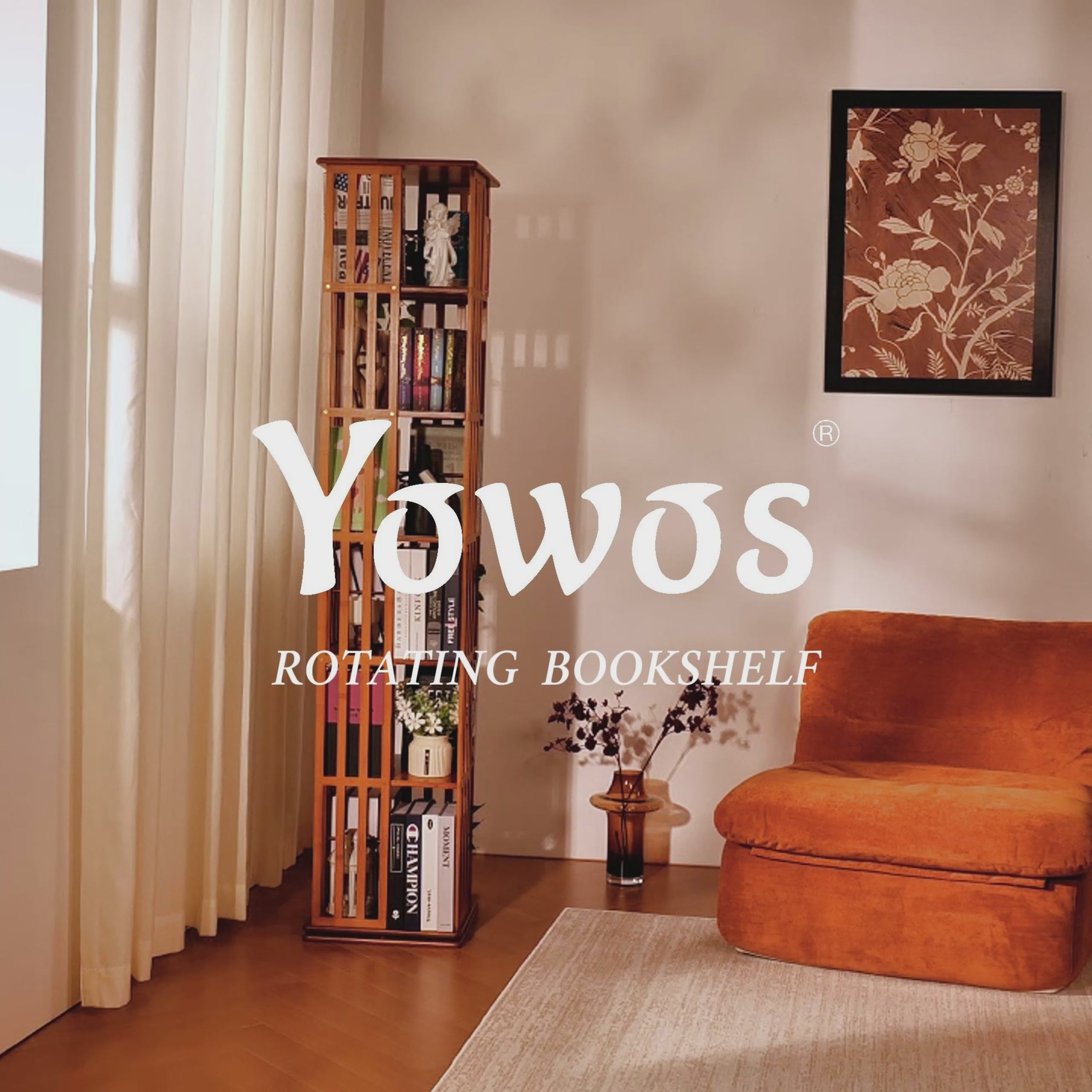 YOWOS Vortex Series Meridian 360° Rotating Bookshelf /CD Organizer