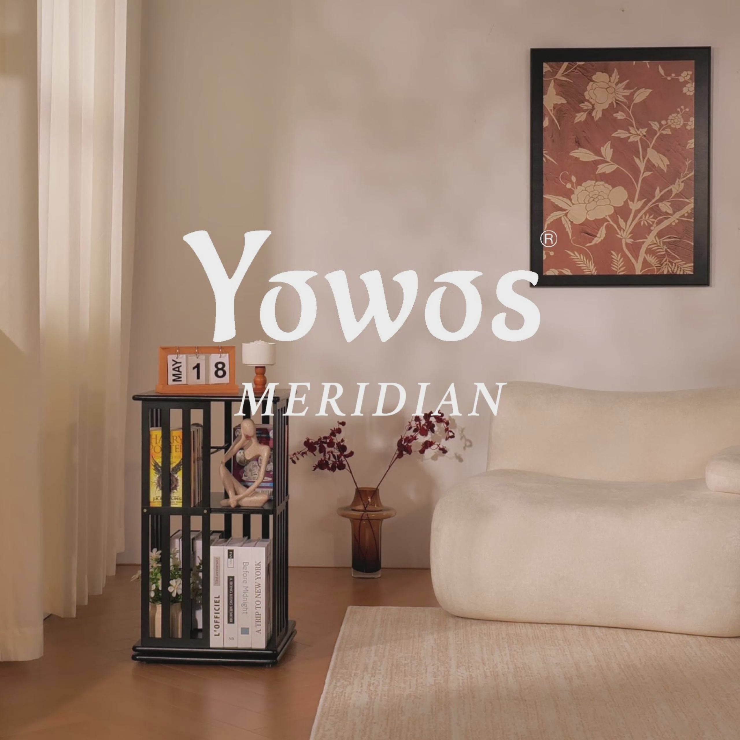 YOWOS Vortex Series Meridian 360° Rotating Bookshelf /CD Organizer