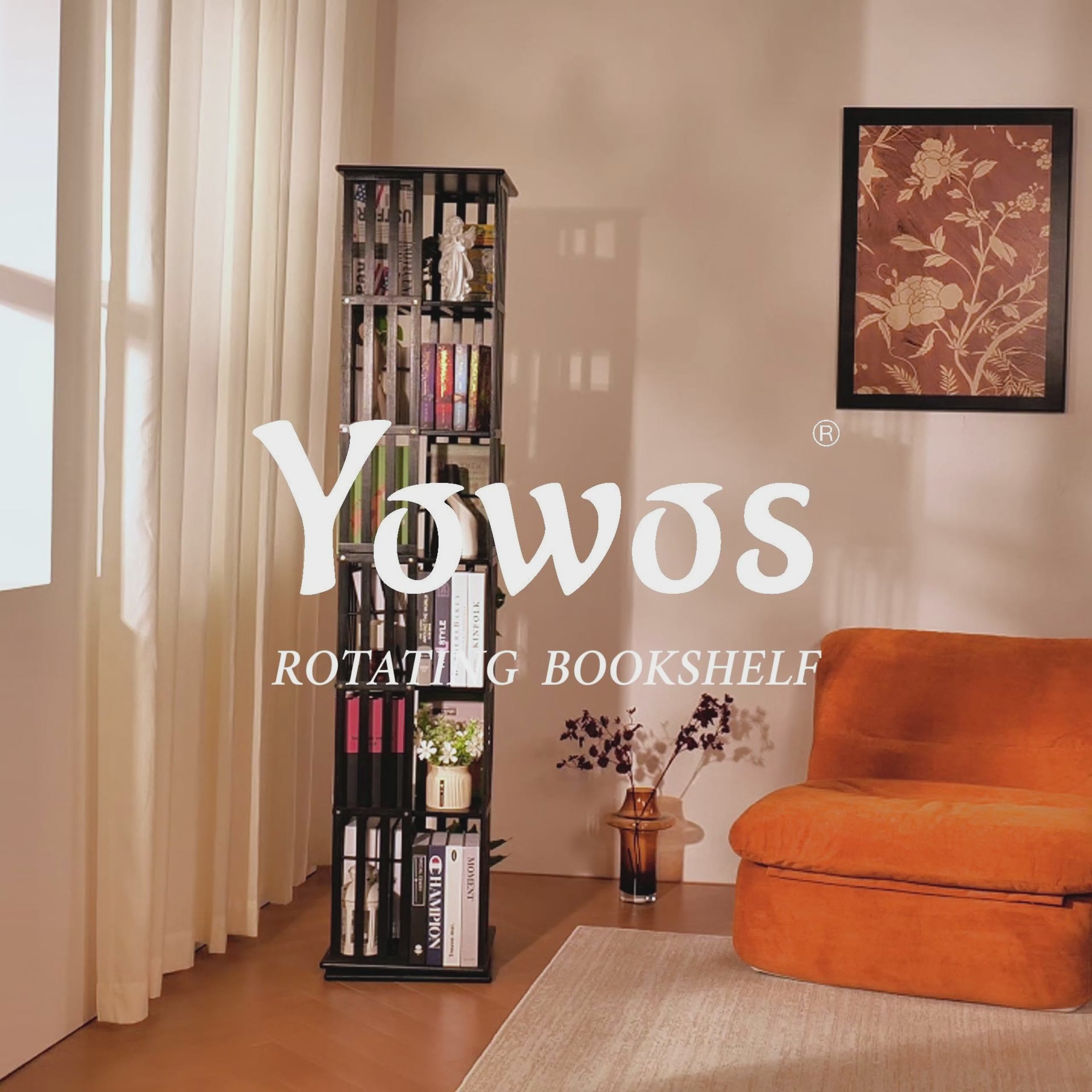 YOWOS Vortex Series Meridian 360° Rotating Bookshelf /CD Organizer